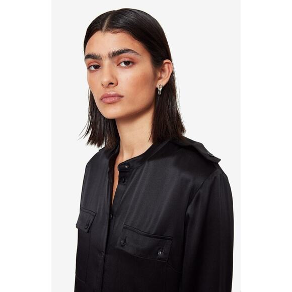 NEW! Anine Bing M Rosalie 100% Silk Jumpsuit $640 One Piece Coveralls Black - Picture 7 of 15